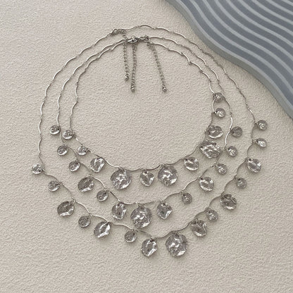 Layered Geometric Circle Pendant Necklace Retro Street