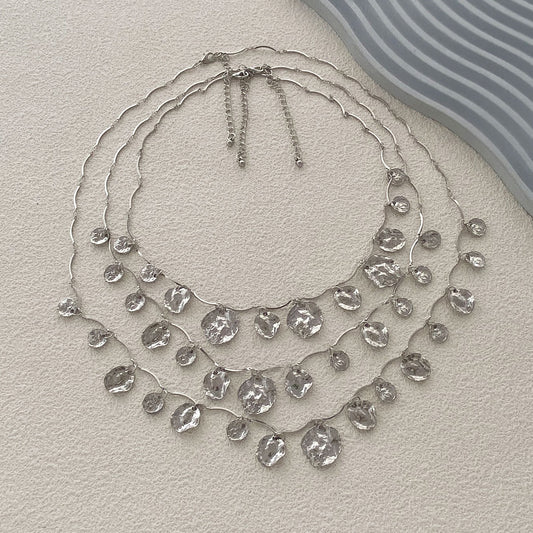 Layered Geometric Circle Pendant Necklace Retro Street