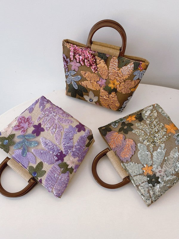 Trendy Floral Handbag Stylish Artisanal Large Tote Bag