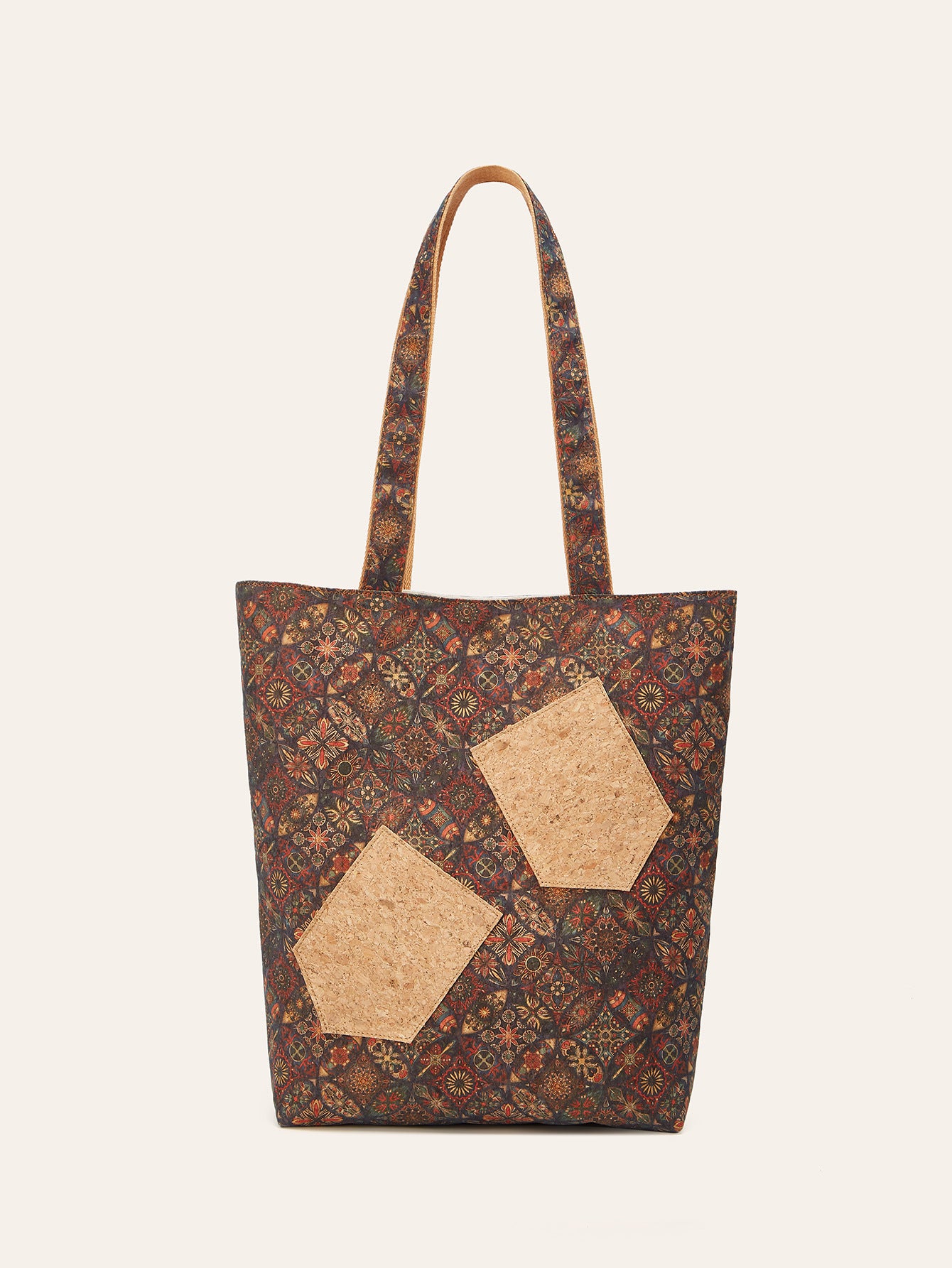 Trendy Retro Floral Cork Tote Bag Eco-Friendly Casual Bag
