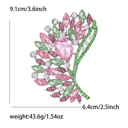 Fresh Green Floral Crystal Glass Brooch Elegant Clothing Accessory