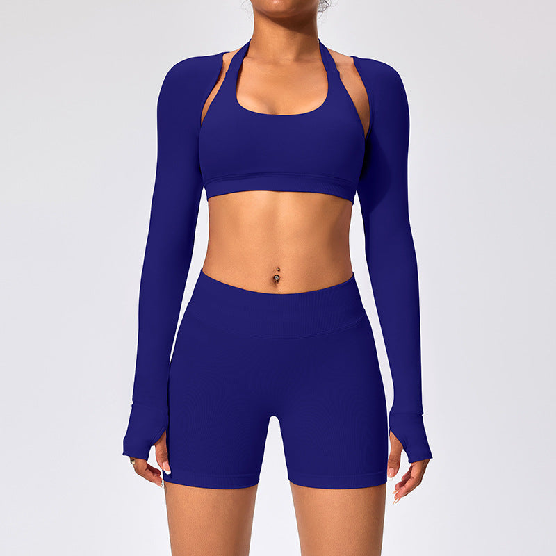 Women's Outdoor Yoga Set with Open Back Sports Bra and Pants