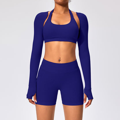 Women's Outdoor Yoga Set with Open Back Sports Bra and Pants