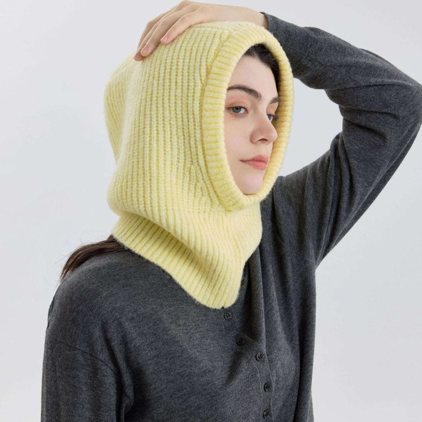 Trendy Solid Color Wool Blend Knitted Balaclava Hat