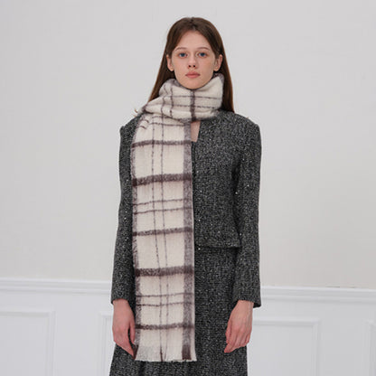 Winter Plaid Scarf for Women - Thick Warm Cashmere Feel Wrap