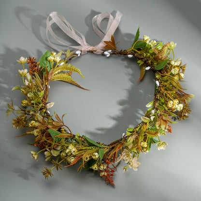 Floral Headband with Ribbons Handmade for Boho and Beach Photoshoots