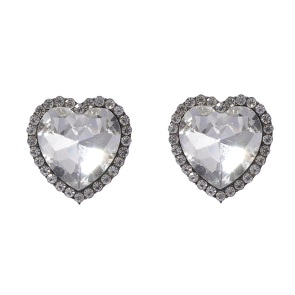 Alloy Heart Crystal Stud Earrings Vintage Luxe