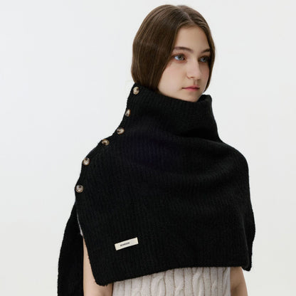 Chic High-Neck Button Neck Warmer Cozy Knit Scarf