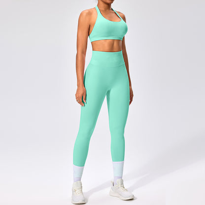 Women's Outdoor Yoga Set with Open Back Sports Bra and Pants