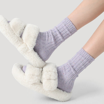 Mid Calf Dotted Combed Cotton Moisture Wicking Socks