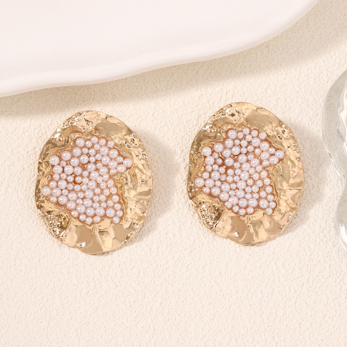 Earrings Oval Geometric Statement Colorful Crystal