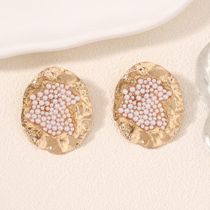 Earrings Oval Geometric Statement Colorful Crystal