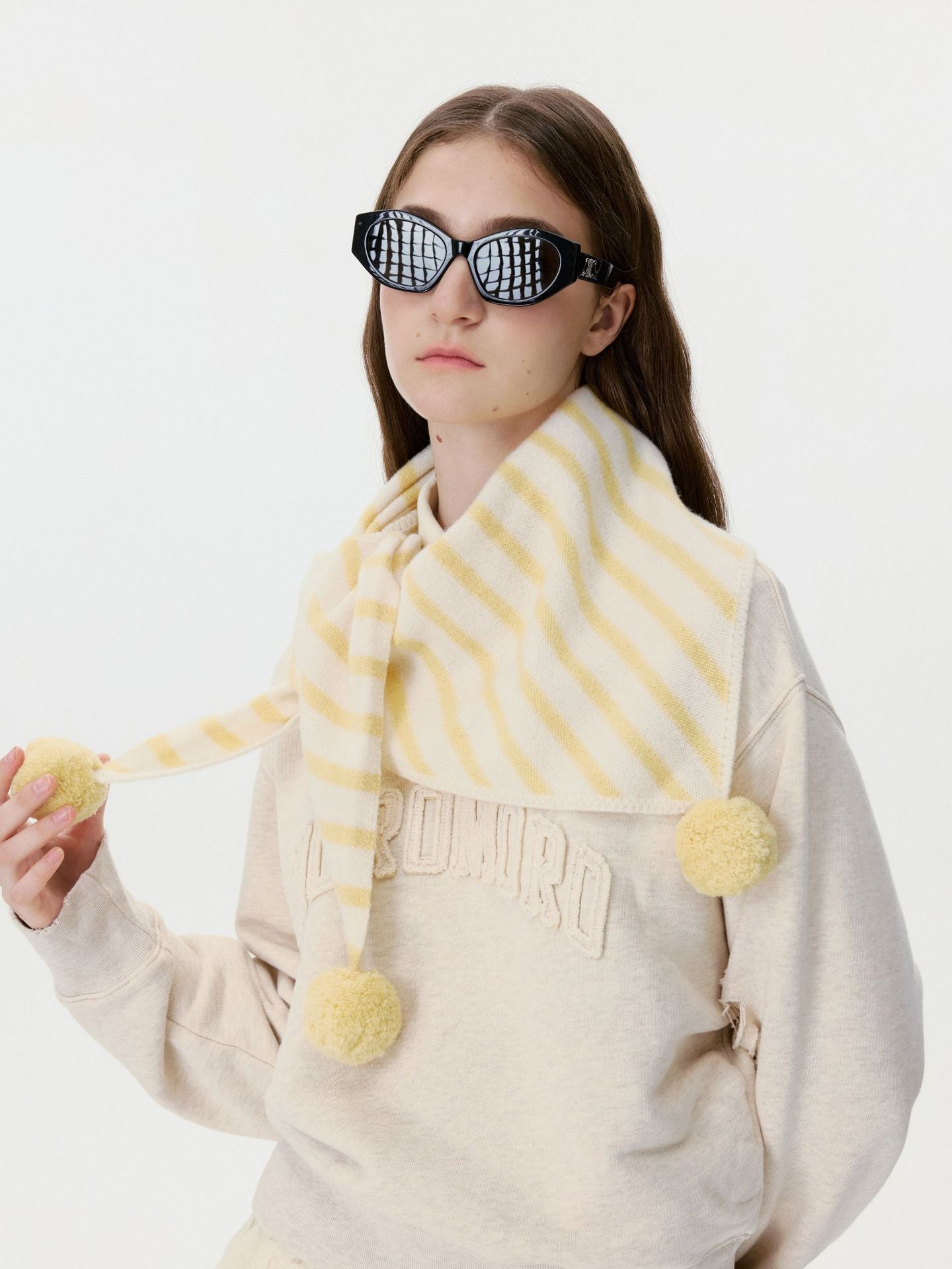 100% Wool Checkered Triangle Scarf For Women - Warm & Cozy