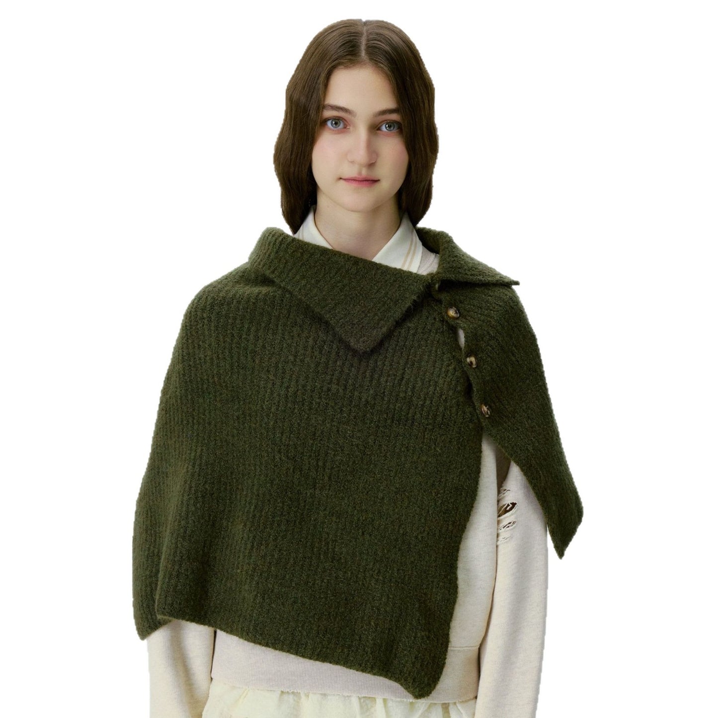 Chic High-Neck Button Neck Warmer Cozy Knit Scarf