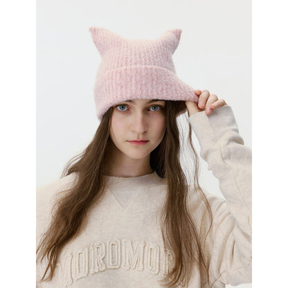 Handmade Wool Blend Knitted Beanie Unisex Casual Warm Hat
