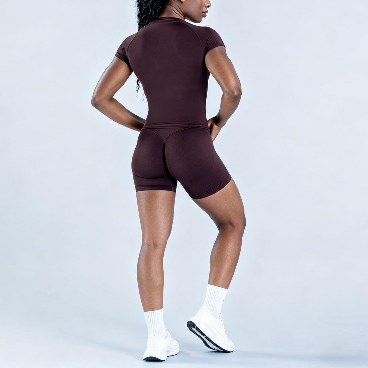 DFYNE Women's Long Sleeve Half-Zip Athletic Top Breathable Stretch Yoga Set