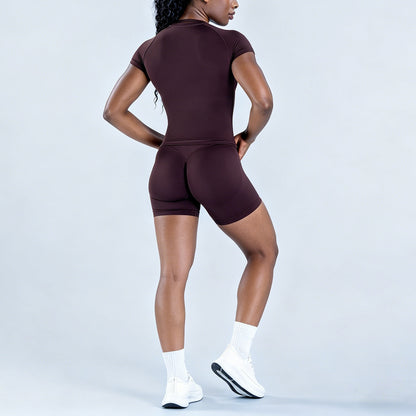 DFYNE Women's Long Sleeve Half-Zip Athletic Top Breathable Stretch Yoga Set