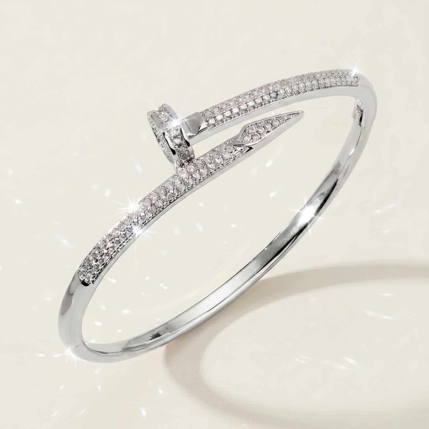 High-End Zirconia Stone Bangle with Nail Design for Weddings and Parties