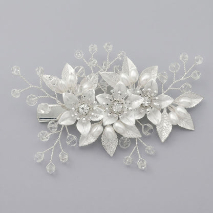 Exquisite Pearl and Crystal Flower Headpiece for Bridal Photoshoots