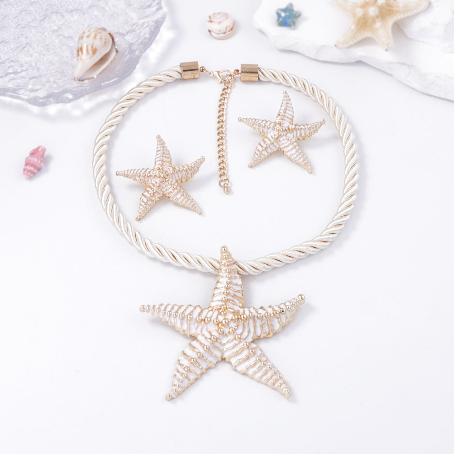 Starfish Pendant Necklace And Studs Ocean Casual