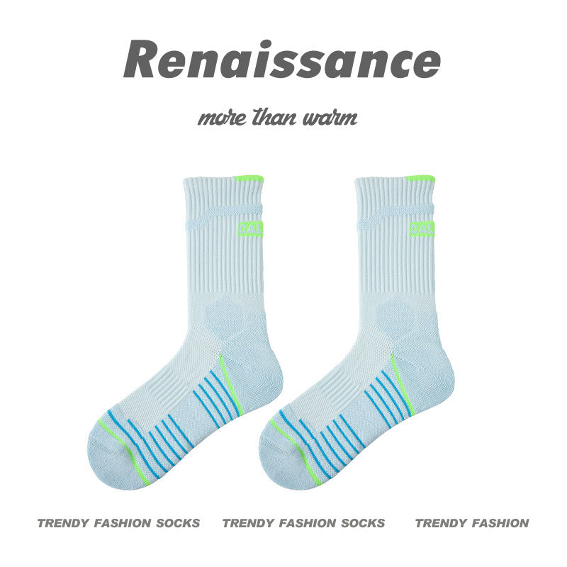 Athletic Colorblock Mid Calf Moisture Wicking Socks