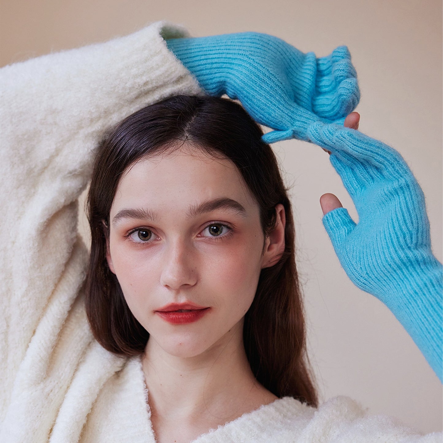 Knitted Wool Fingerless Gloves for Women