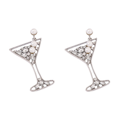 Pearl Pave Crystal Hollow Alloy Drop Earrings Chic