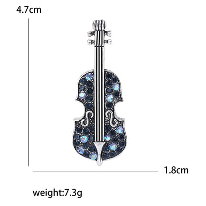 Vintage Rhinestone Violin Brooch for Women Stylish Accessory