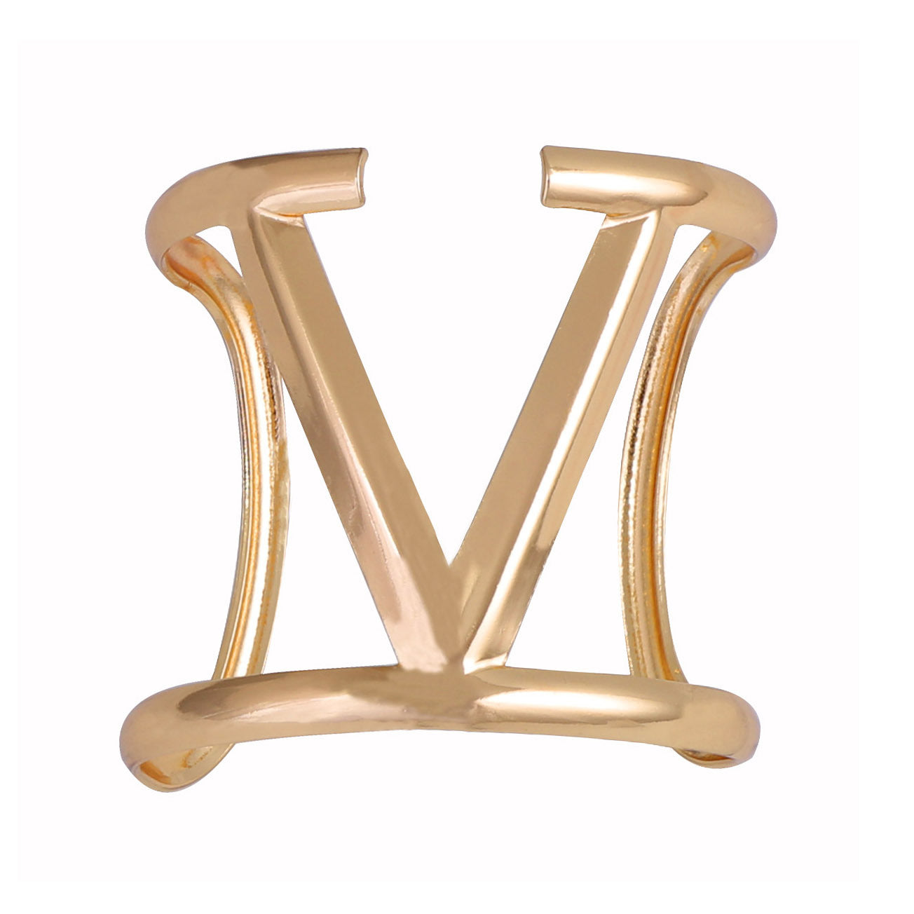 V Shaped Open Cuff Bracelet Sleek Metal Adjustable Chic
