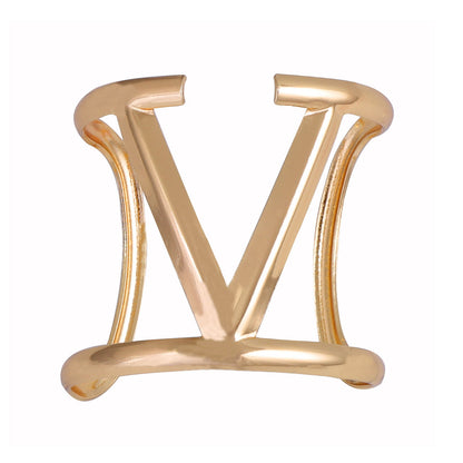 V Shaped Open Cuff Bracelet Sleek Metal Adjustable Chic