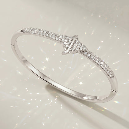 High-End Zirconia Stone Bangle with Nail Design for Weddings and Parties