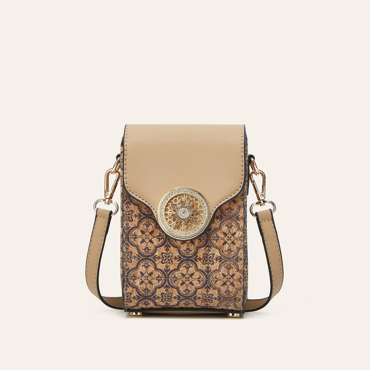 Ethnic Style Cork Phone Crossbody Bag