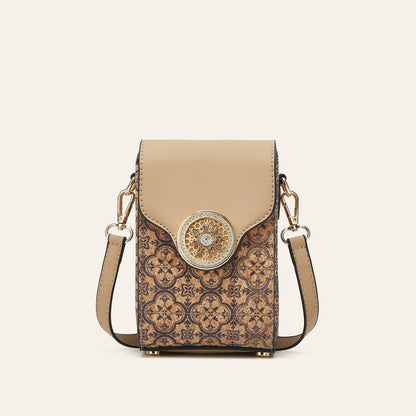 Ethnic Style Cork Phone Crossbody Bag