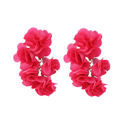 Earrings Bohemian Floral Fabric Chain Lightweight Resort