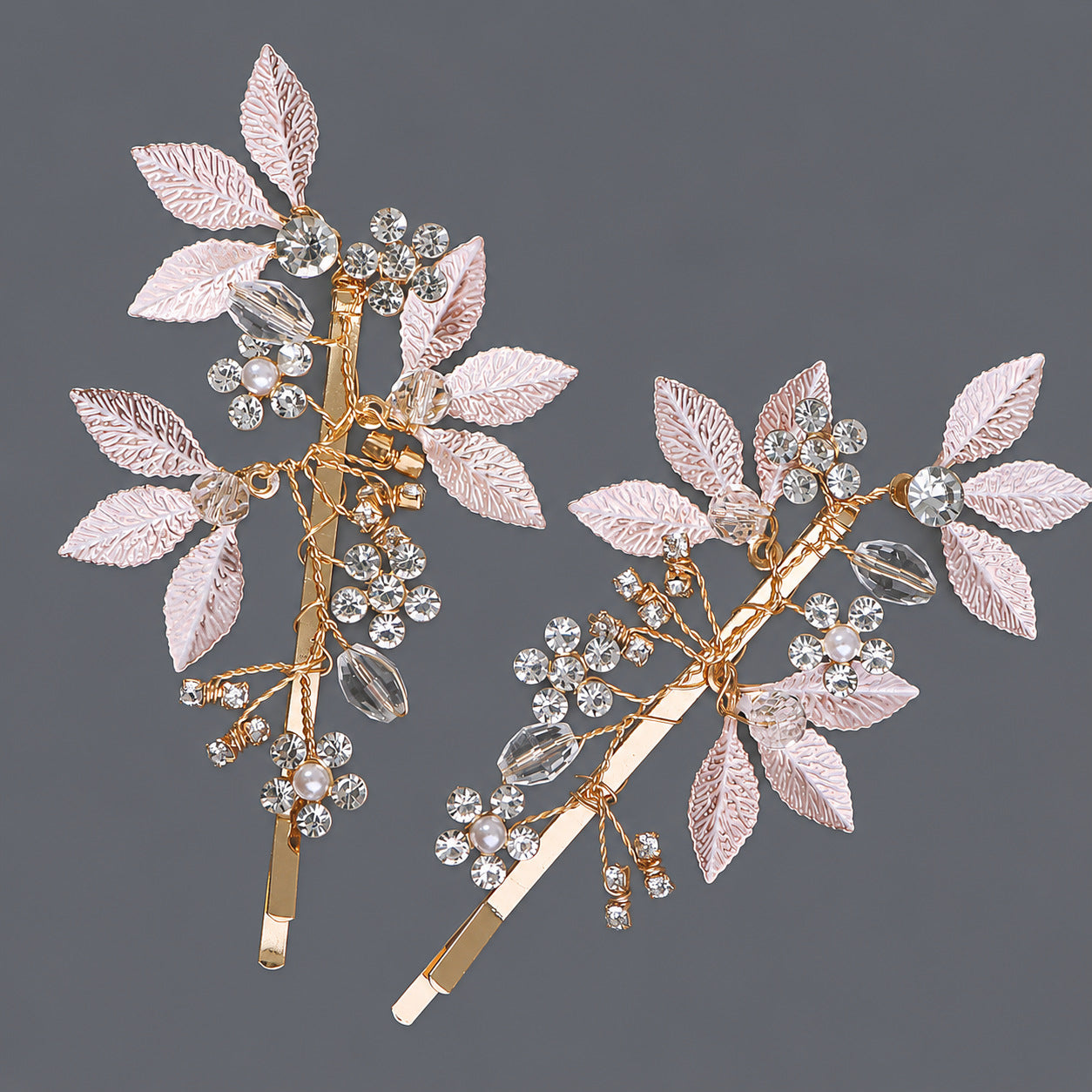 Elegant Floral Hair Clips with Pearl and Rhinestone Accents