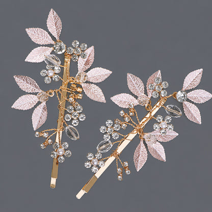 Elegant Floral Hair Clips with Pearl and Rhinestone Accents