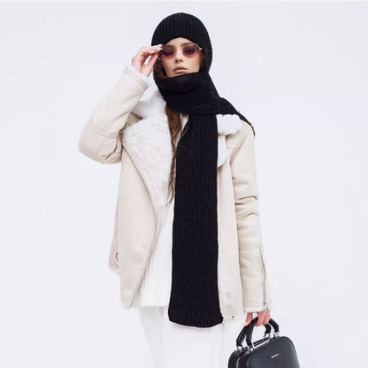 Unisex Knitted Hooded Scarf with Pockets - Stylish and Warm for Fall and Winter