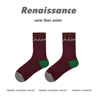 Renaissance Embossed Mid Calf Cotton Socks