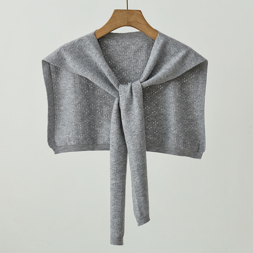 Stylish Knitted Solid Color Openwork Shawl for All Seasons