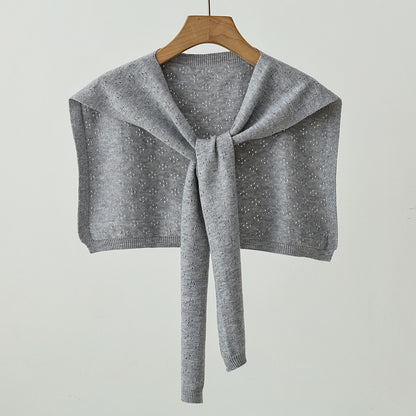 Stylish Knitted Solid Color Openwork Shawl for All Seasons