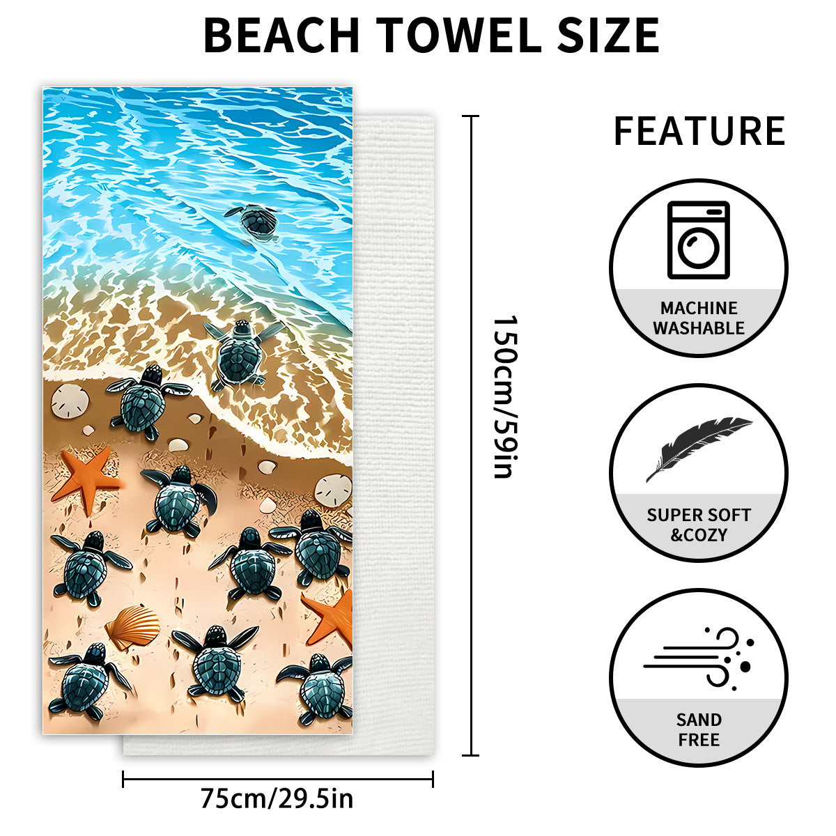 Custom Turtle Beach Towel Ultra-Soft Microfiber Digital Print