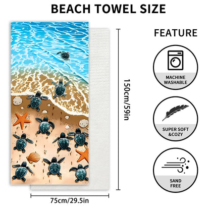 Custom Turtle Beach Towel Ultra-Soft Microfiber Digital Print