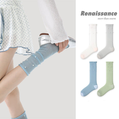 Seamless Pearl Colorblock Nylon Moisture Wicking Socks