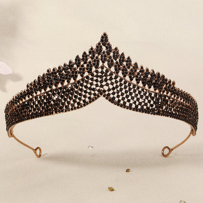 Dark Fantasy Alloy Crown with Rhinestones for Halloween Parties