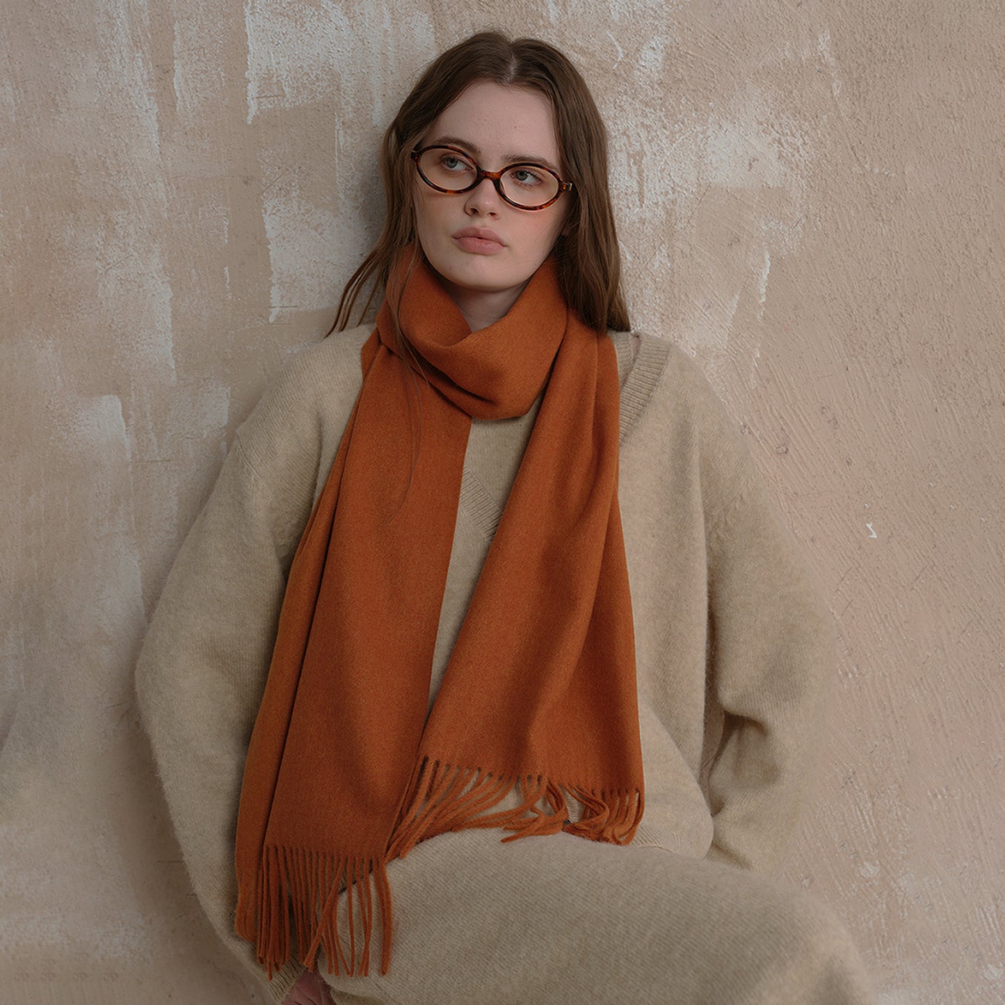 Classic Wool Scarf with Tassels for Men and Women