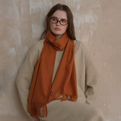 Classic Wool Scarf with Tassels for Men and Women