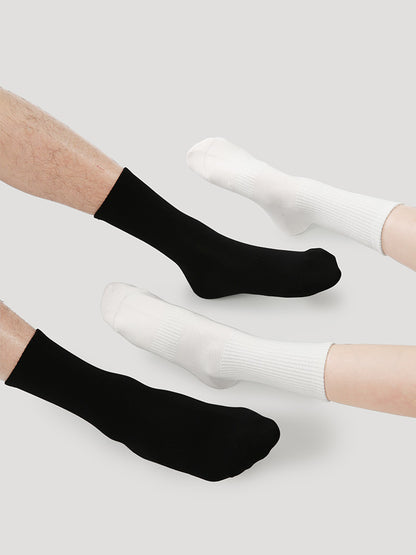 Seamless Mid Calf Floral Antibacterial Cotton Socks