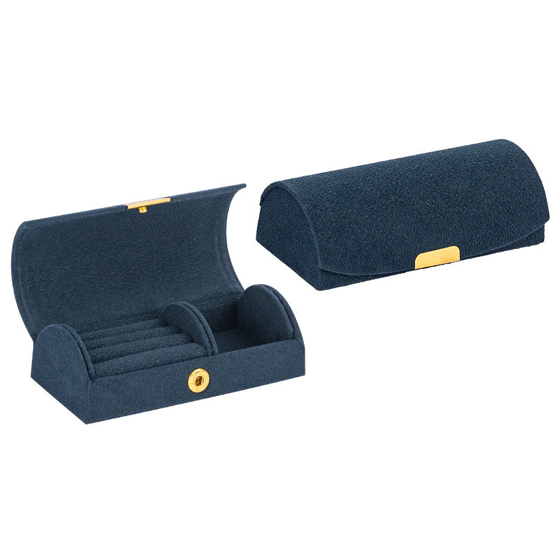 Mini Pearl Texture Velvet Jewelry Box Travel Case