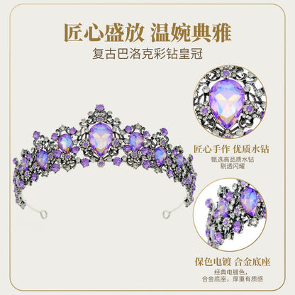 Baroque Vintage Bride Crystal Crown Hair Accessory for Weddings and Parties