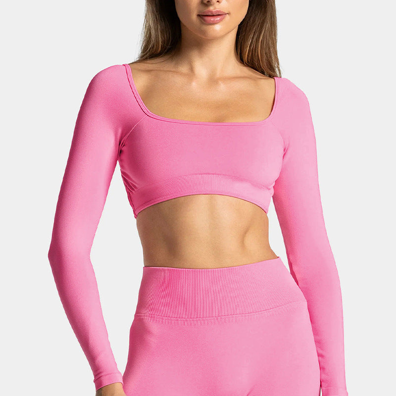 Adjustable Backless Long Sleeve Yoga Top and Bottom Set